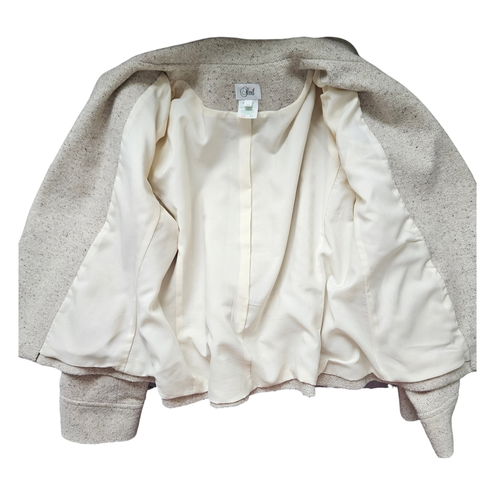 Sevil asymmetrical woolen oatmeal bomber jacket blazer fully lined size 10 - Picture 10 of 16